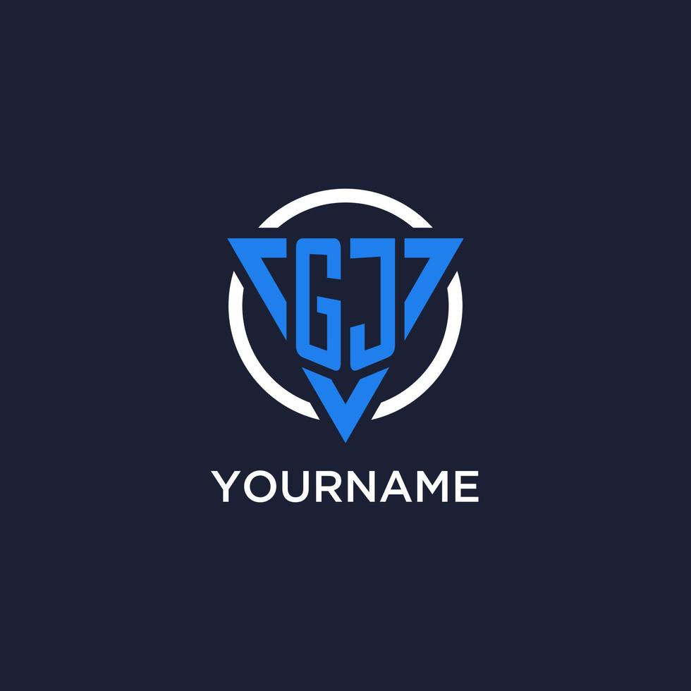 GJ monogram logo with triangle shape and circle design elements vector