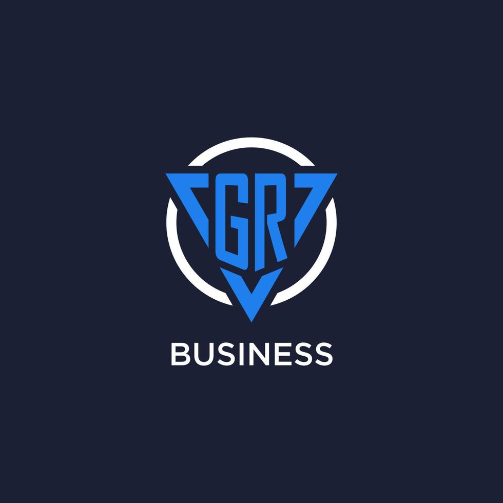 GR monogram logo with triangle shape and circle design elements vector