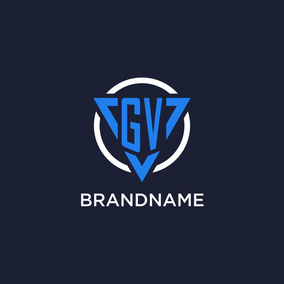 GV monogram logo with triangle shape and circle design elements vector