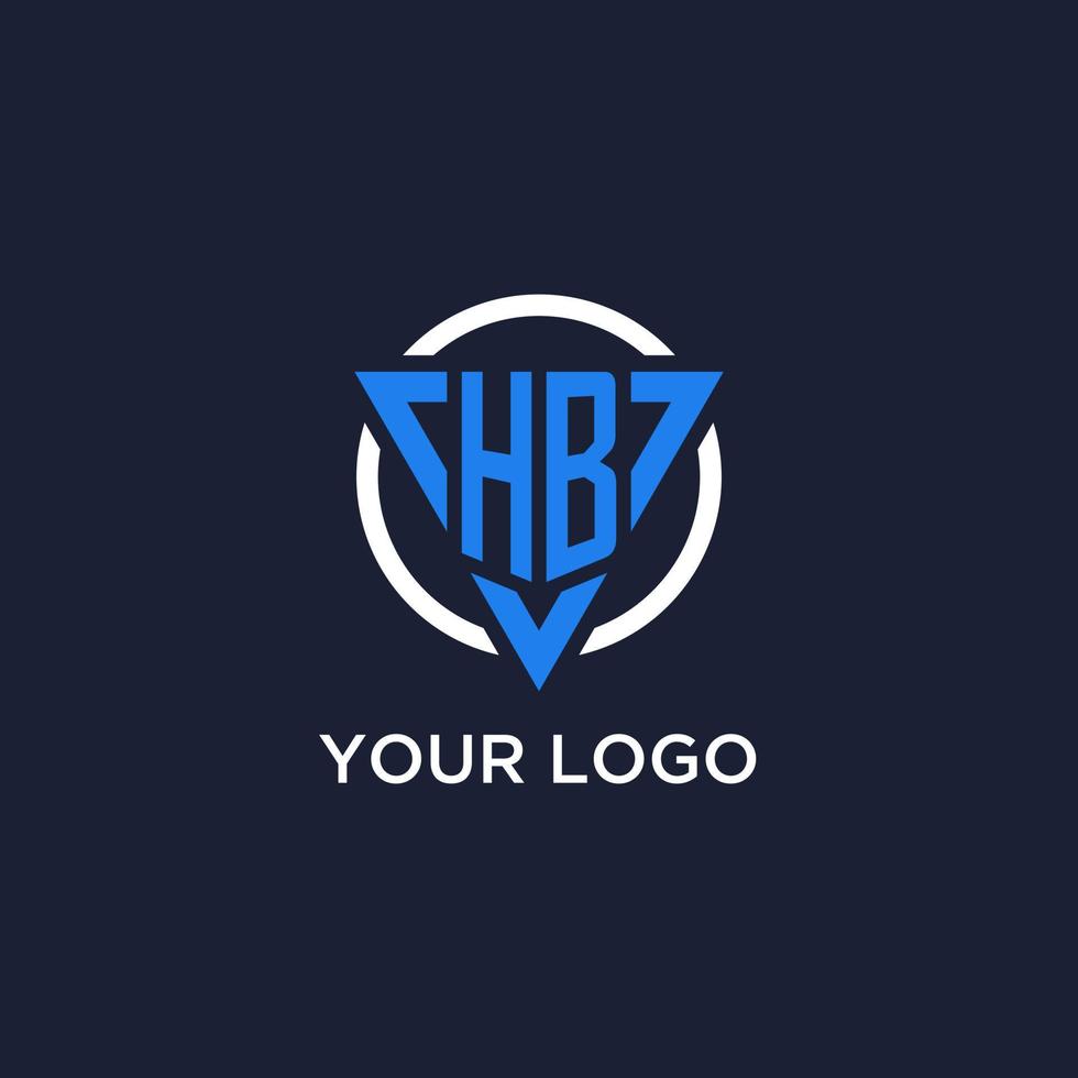 HB monogram logo with triangle shape and circle design elements vector