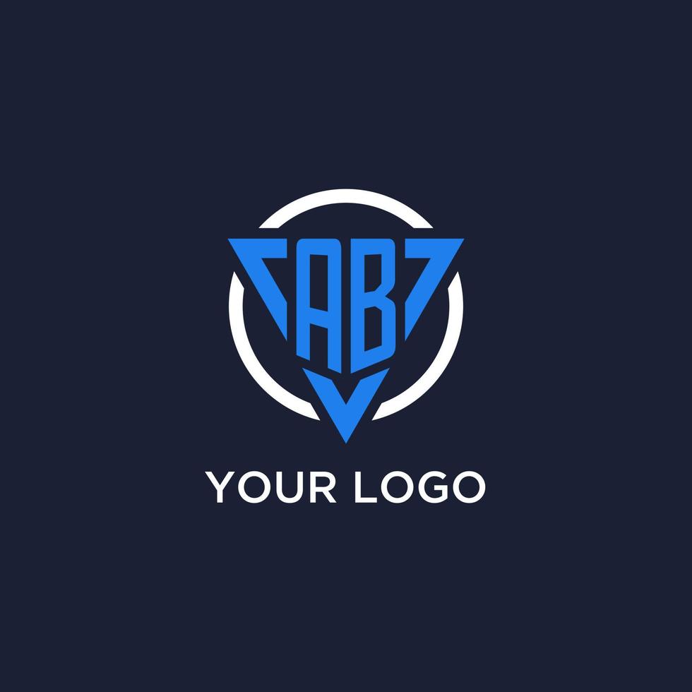 AB monogram logo with triangle shape and circle design elements vector
