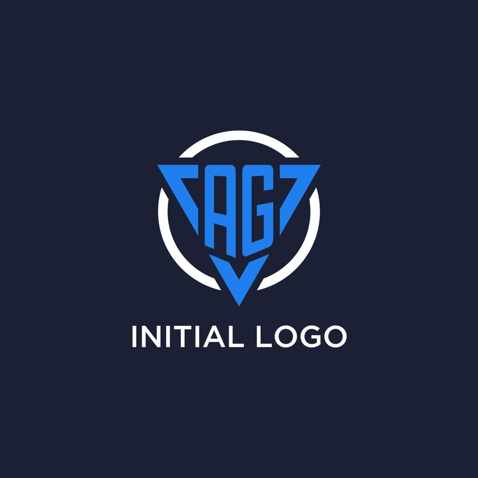 AG monogram logo with triangle shape and circle design elements vector