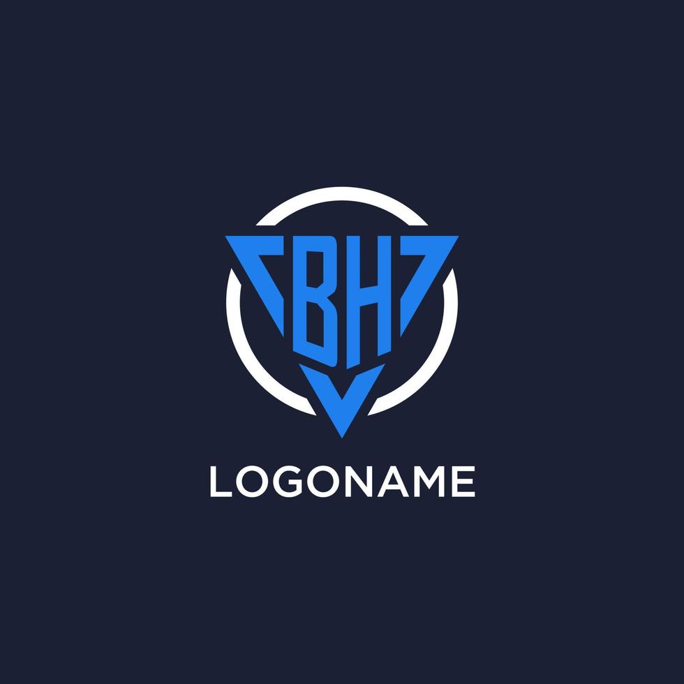 BH monogram logo with triangle shape and circle design elements vector