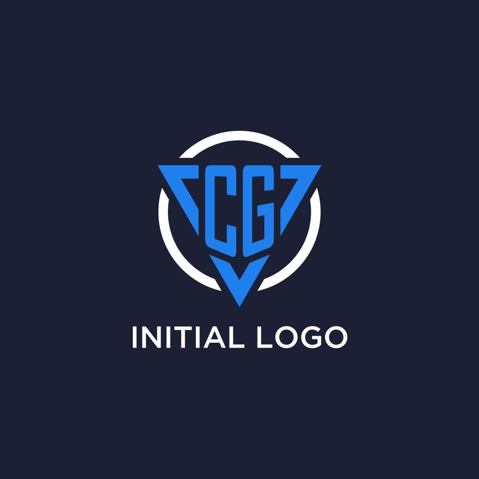 CG monogram logo with triangle shape and circle design elements vector