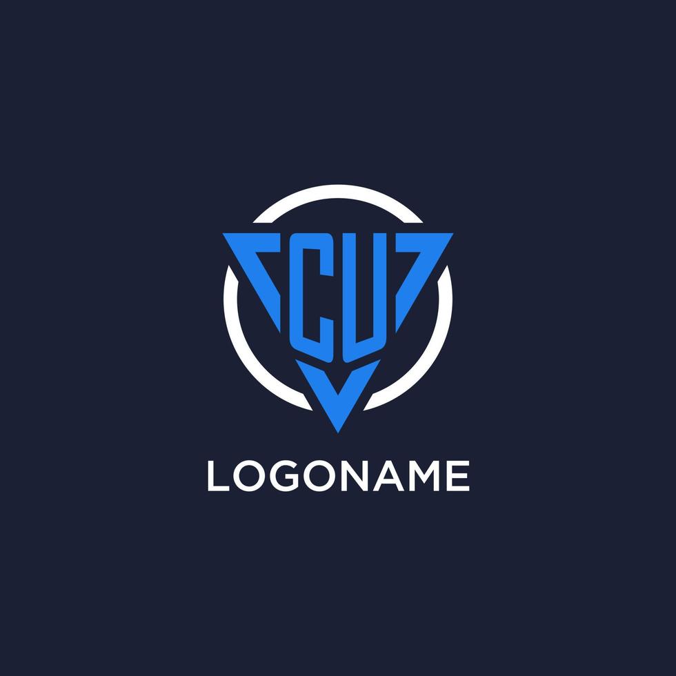CU monogram logo with triangle shape and circle design elements vector