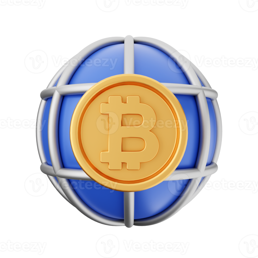 3d bitcoin cryptocurrency icon illustration png