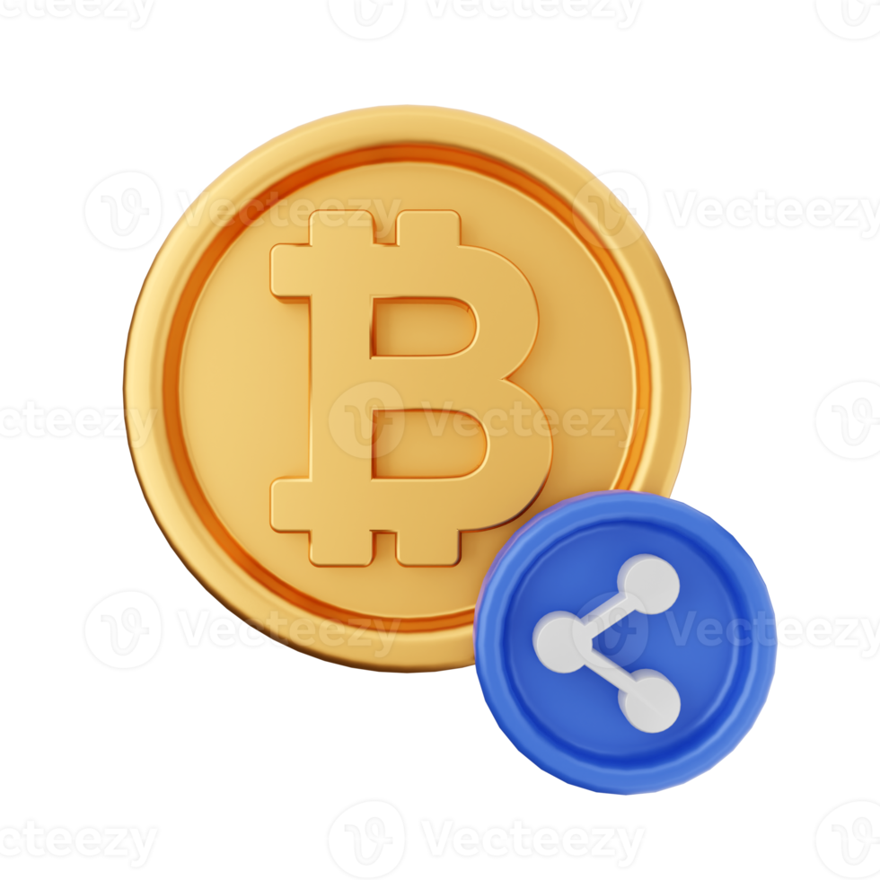 3d bitcoin cryptocurrency icon illustration png