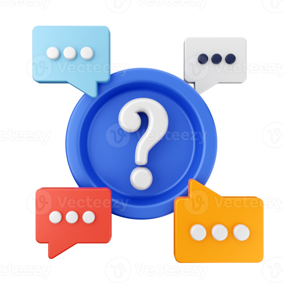 3d frequently asked questions icon illustration render png