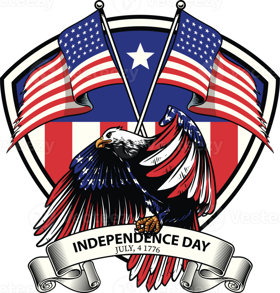 American Independence Day 4 July 1776 American Eagle American Flag Vector Illustration png