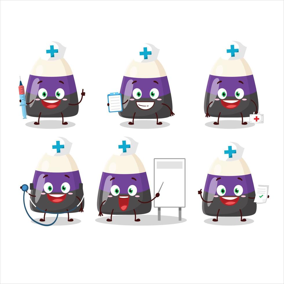 médico profesión emoticon con azul caramelo maíz dibujos animados personaje vector