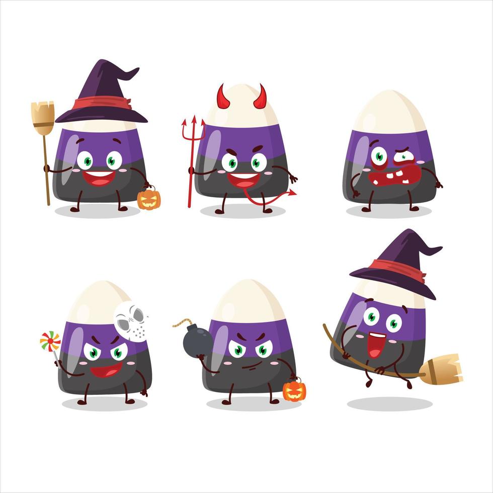 Halloween expression emoticons with cartoon character of blue candy corn vector