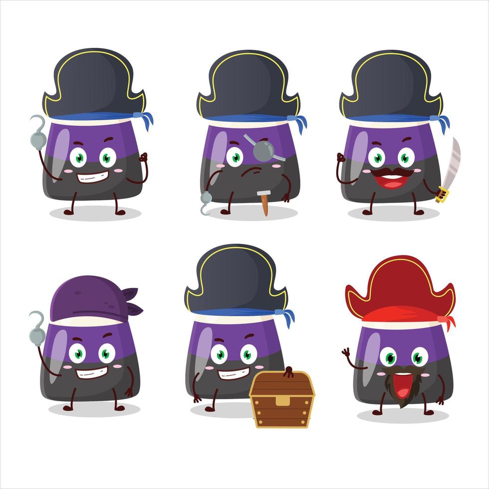 Cartoon character of blue candy corn with various pirates emoticons vector