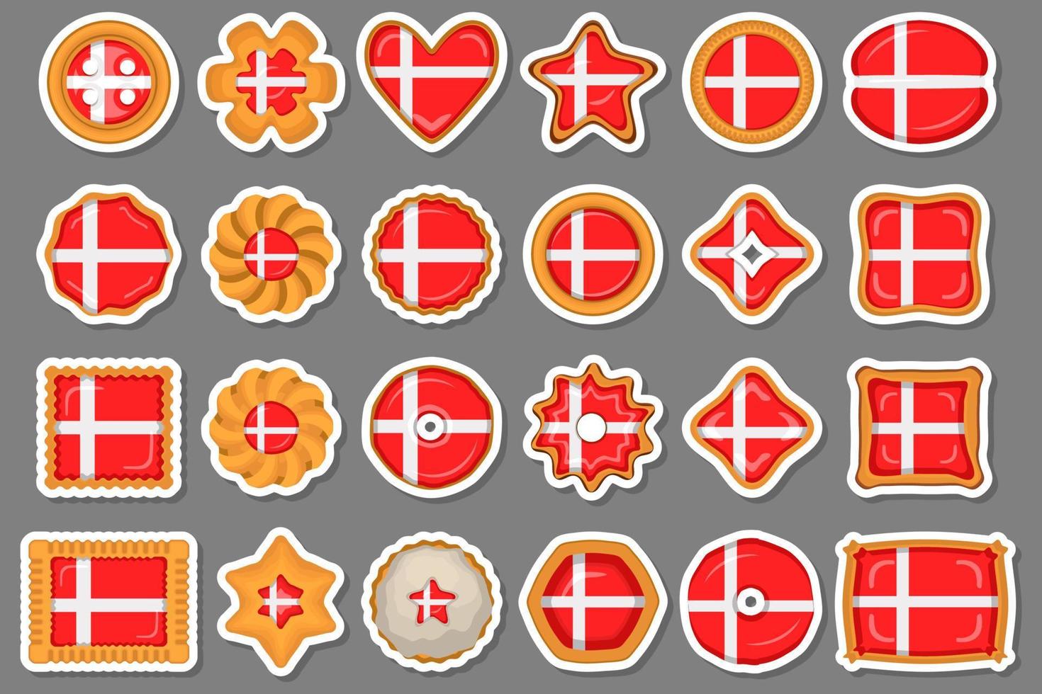 Homemade cookie with flag country Denmark in tasty biscuit vector