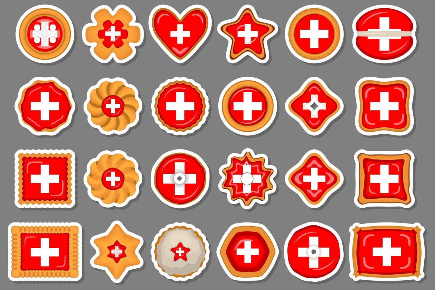 Homemade cookie with flag country Switzerland in tasty biscuit vector
