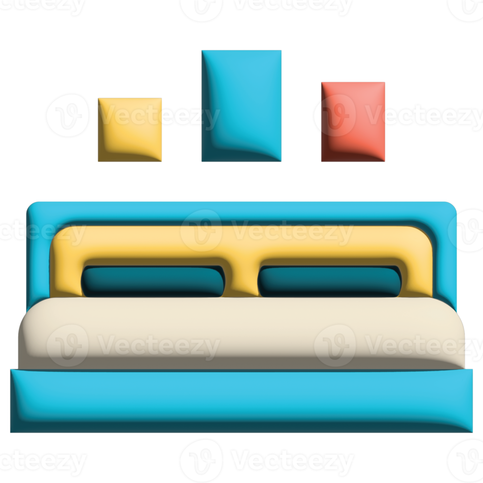 3d illustration double bed in hotel png