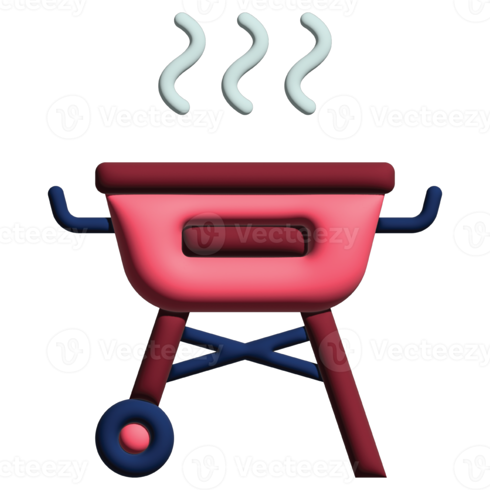 3d ilustración parrilla en cocina conjunto png