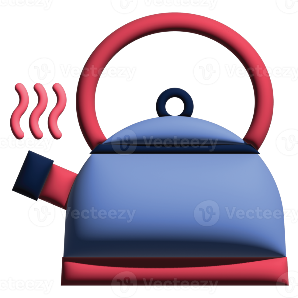 3D illustration kettle in kitchen set png