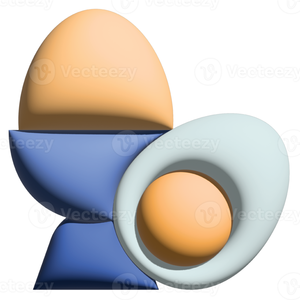 3d ilustración hervido huevo en cocina conjunto png