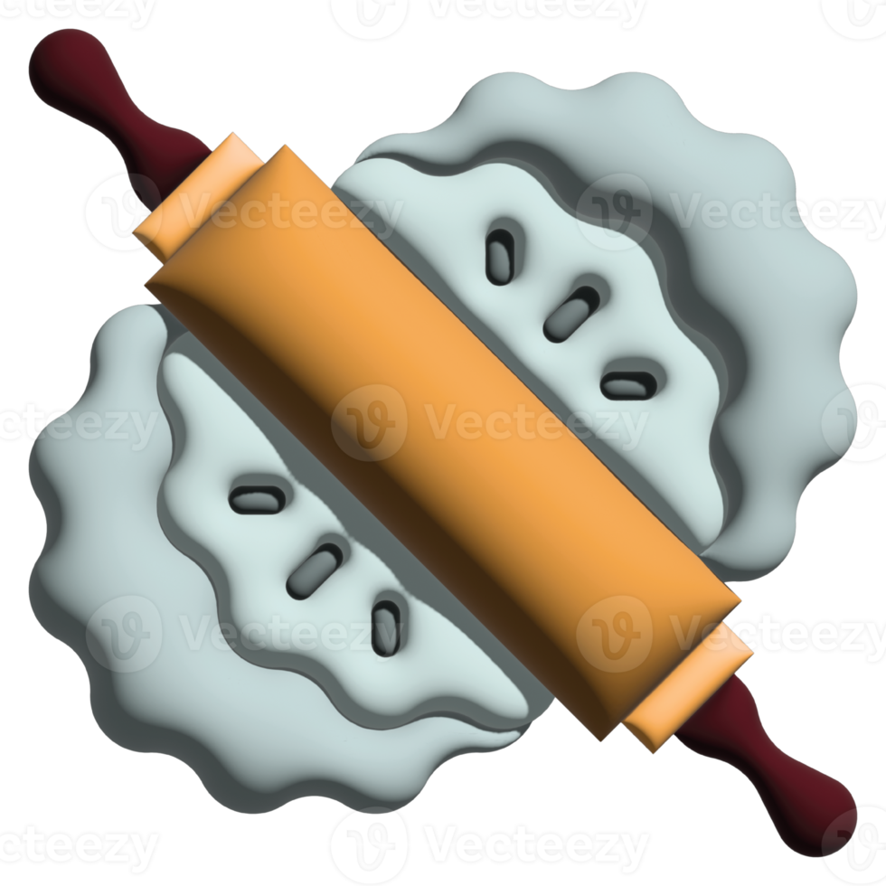 3D illustration rolling pin in kitchen set png