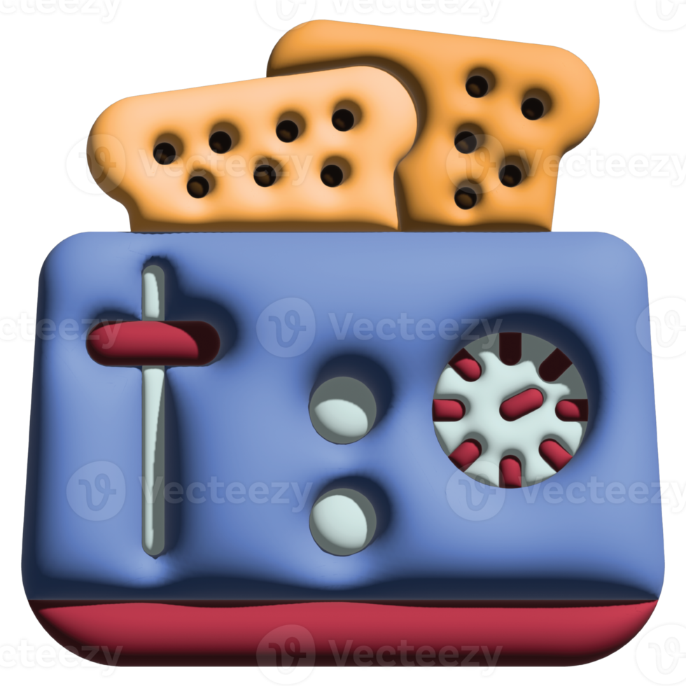 3D illustration toaster in kitchen set png