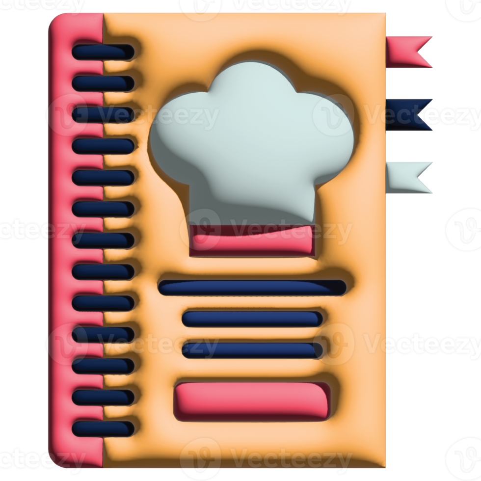 3d illustrazione ricetta libro nel cucina impostato png