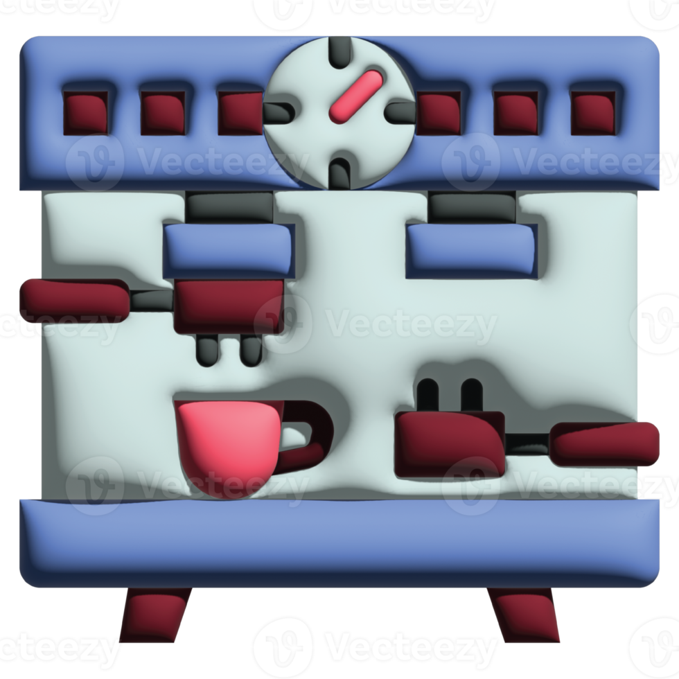 3D illustration coffee machine in kitchen set png