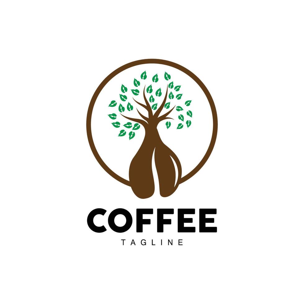 Coffee Logo, Coffee Tree Design, Cafe Drink Vector, Icon Brand Illustration Symbol vector