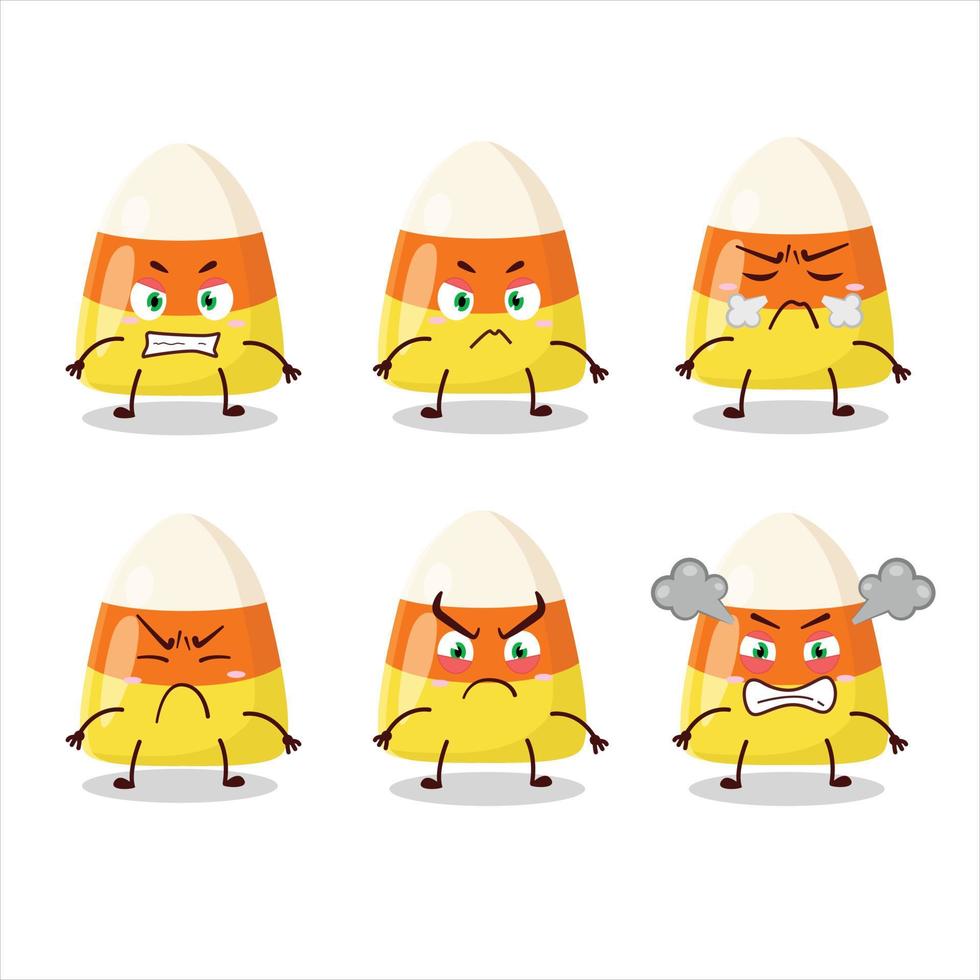 Candy corn cartoon character with various angry expressions vector