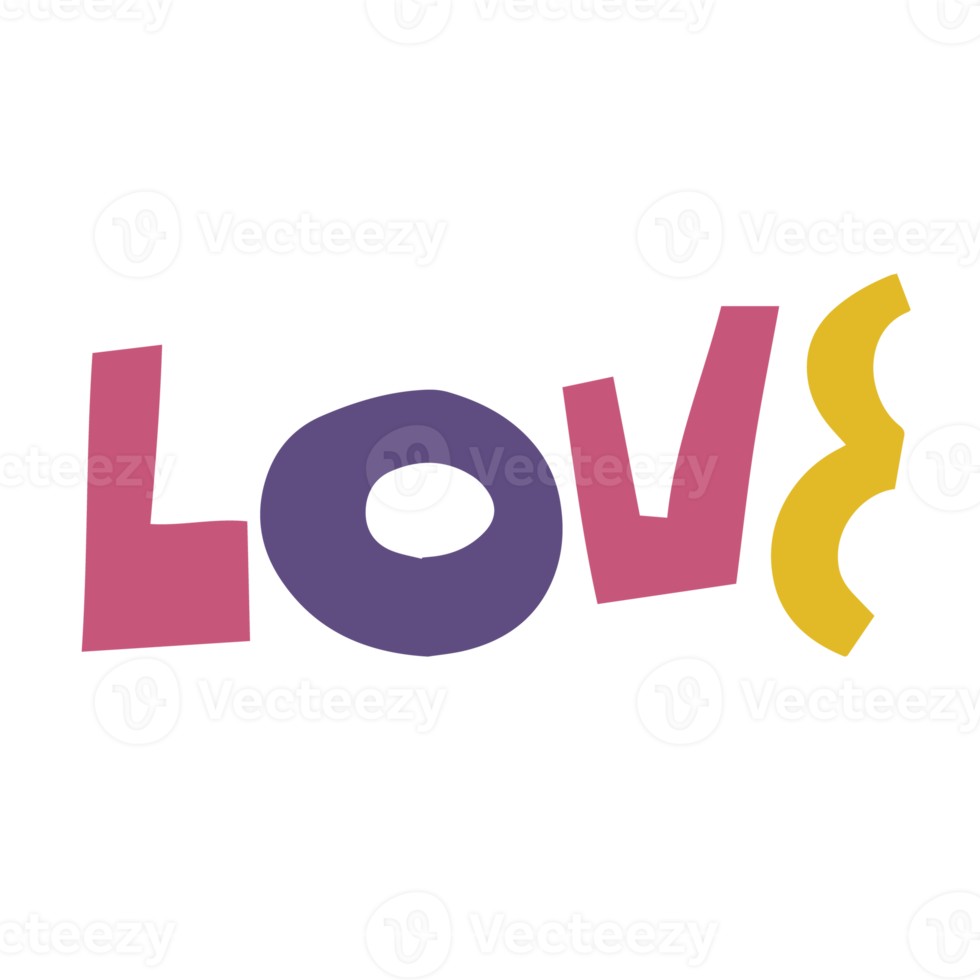 Love colorful text sign png