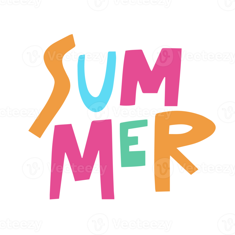 Summer text colorful typpography png