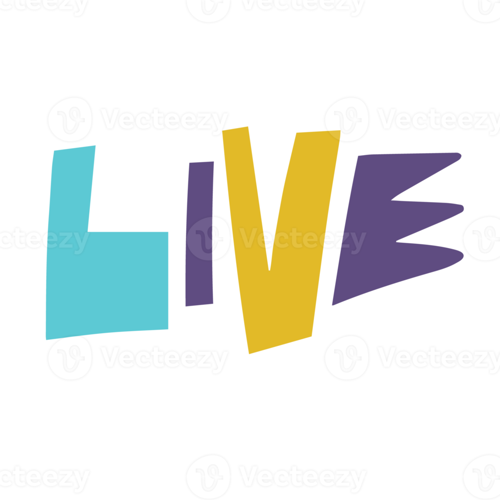 Live sign text colorful art png