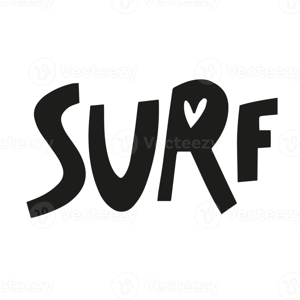 Surf testo parola lettering nero colore png