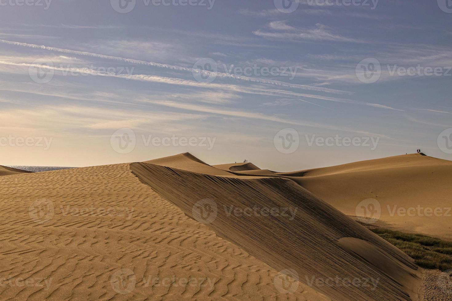 summer desert landscape on a warm sunny day from Maspalomas dunes on the Spanish island of Gran Canaria photo