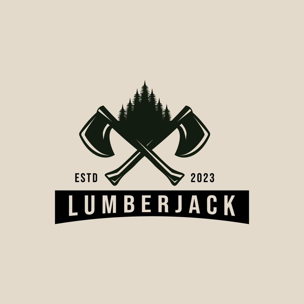 hand ax lumberjack  vintage  logo, icon and symbol, vector illustration design