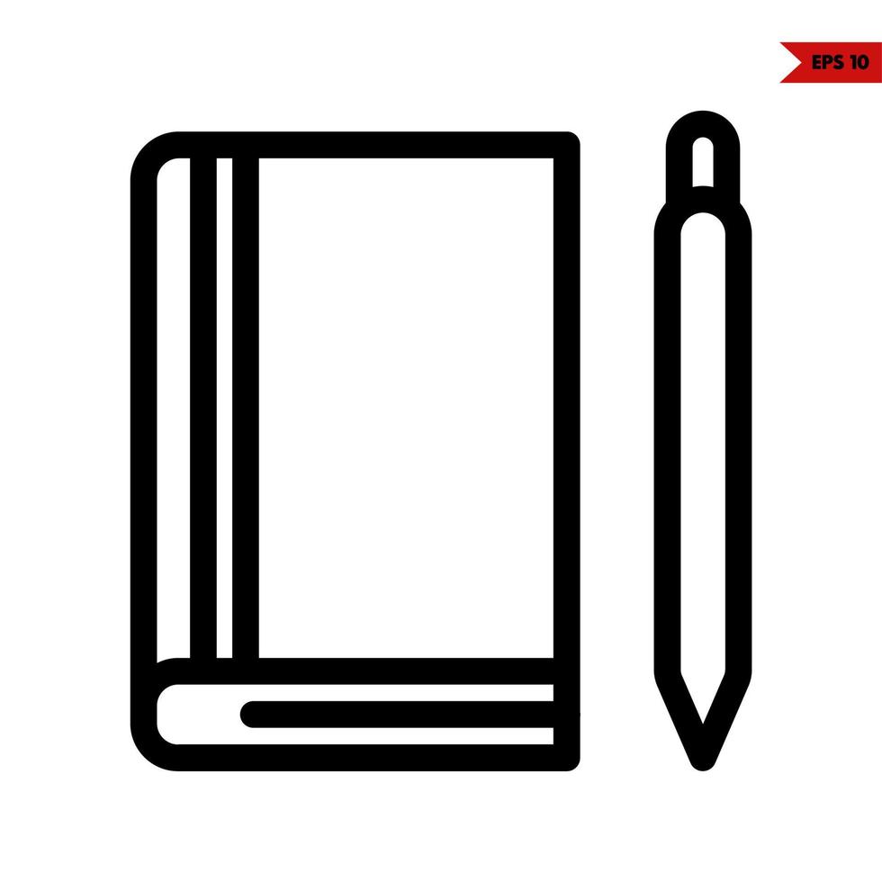 book with pen line icon vector