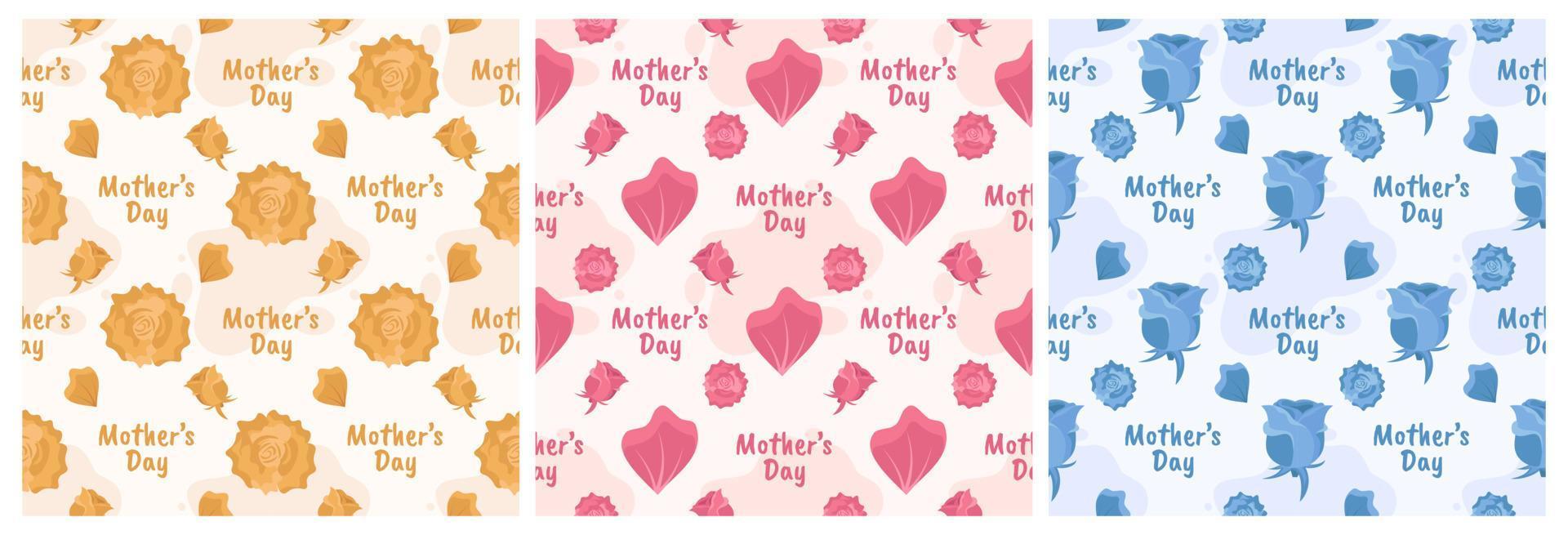 Set of Happy Mother Day Seamless Pattern Design in Element Decoration Template Hand Drawn Cartoon Flat Illustration vector