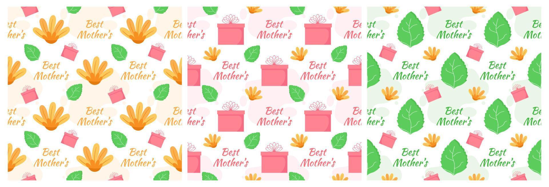 Set of Happy Mother Day Seamless Pattern Design in Element Decoration Template Hand Drawn Cartoon Flat Illustration vector