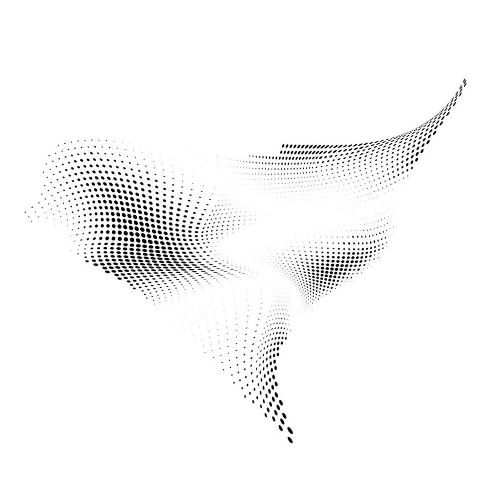 trama de semitonos diseño elemento movimiento efecto. resumen trama de semitonos antecedentes con dinámica ondas. deformación puntos triángulo superficie. vector ilustración aislado en blanco