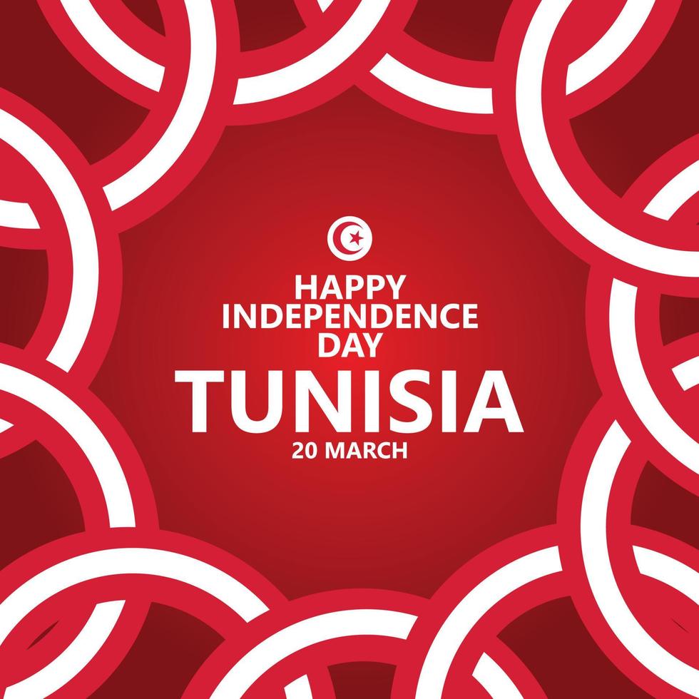 Túnez independencia día celebracion vector modelo con circular cinta. norte africano país público fiesta saludo tarjeta. adecuado para social medios de comunicación correo.