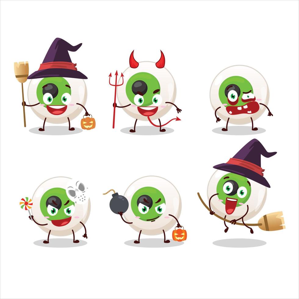 Halloween expression emoticons with cartoon character of eye candy vector