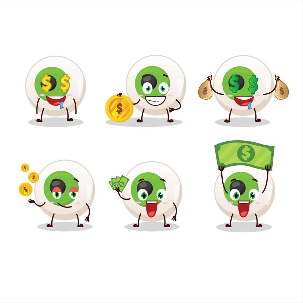 ojo caramelo dibujos animados personaje con linda emoticon traer dinero vector