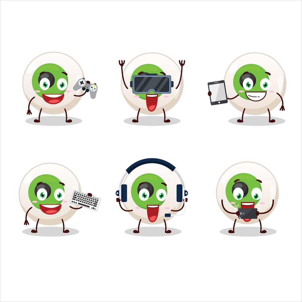 Eye candy cartoon character are playing games with various cute emoticons vector