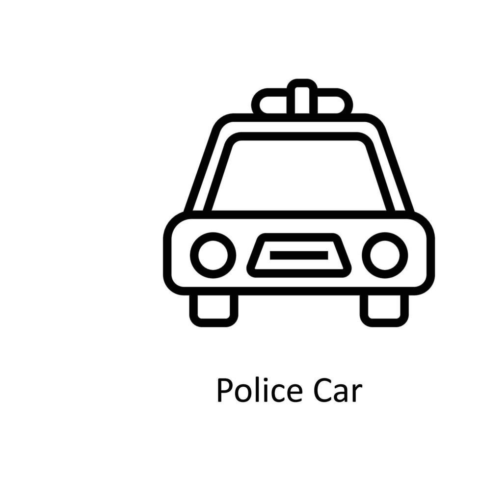 policía coche vector contorno iconos sencillo valores ilustración valores