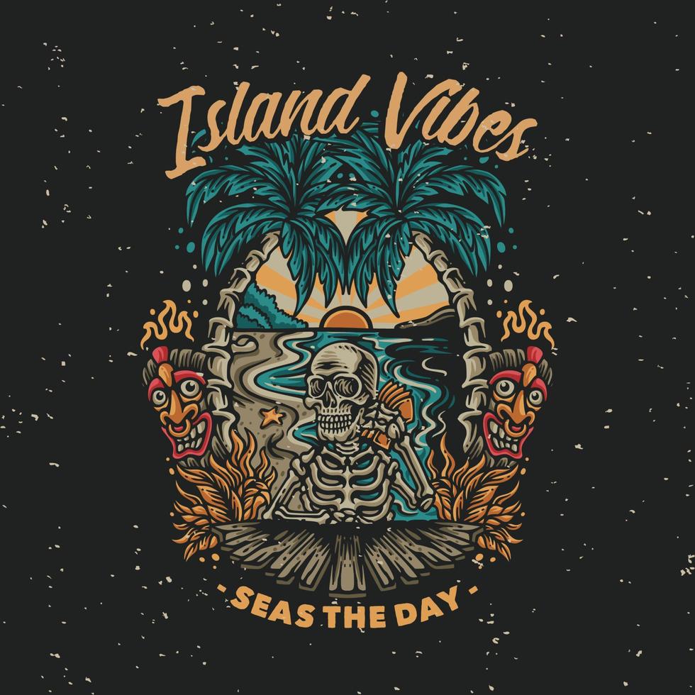 vector illustration island vibes seas the day for t shirt design