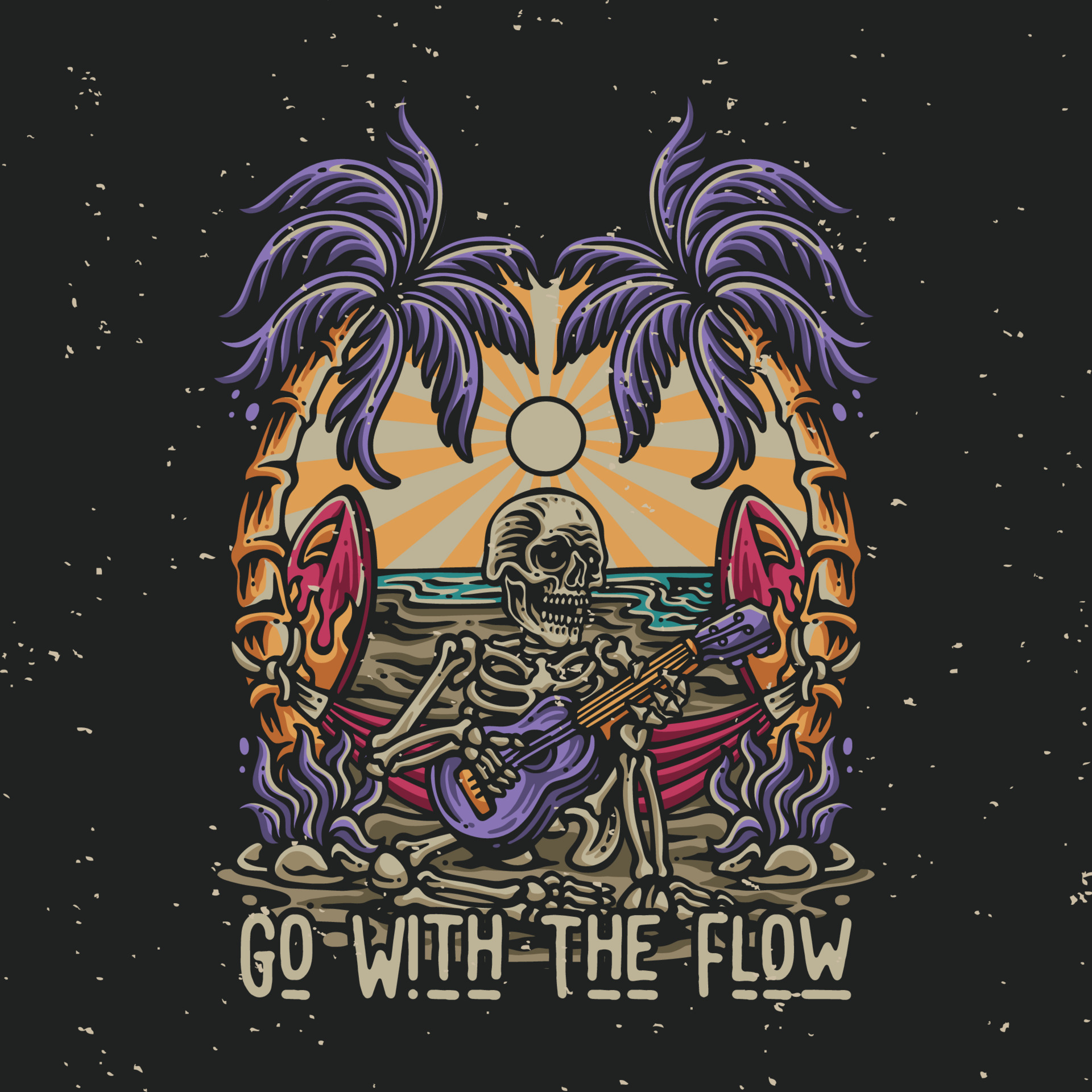 vector illustration go with the flow for t shirt design 22355595 Vector