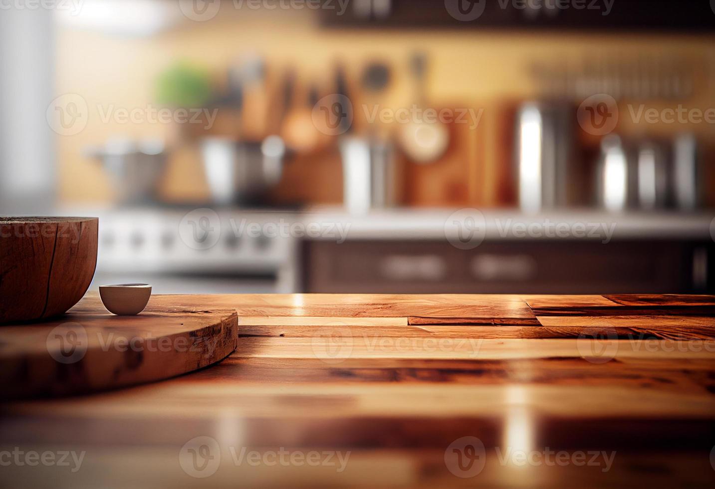 Empty wooden table and blurred background of coffee shop or restaurant. For product display photo