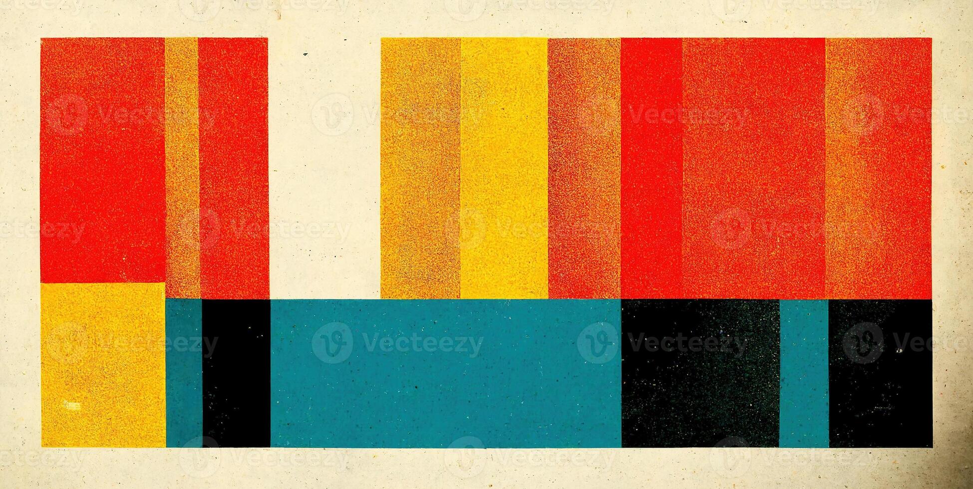 , abstract Bauhaus style background with grainy paper texture. Trendy contemporary minimal 20s geometric design. Digital art. photo
