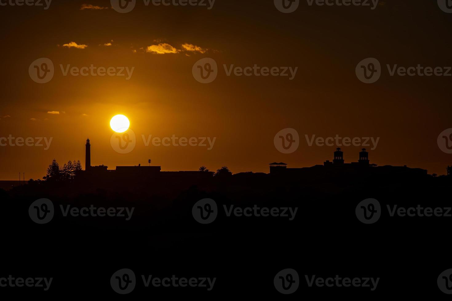 colorful sunset on the Spanish island of Gran Canaria in the Maspalomas dunes photo