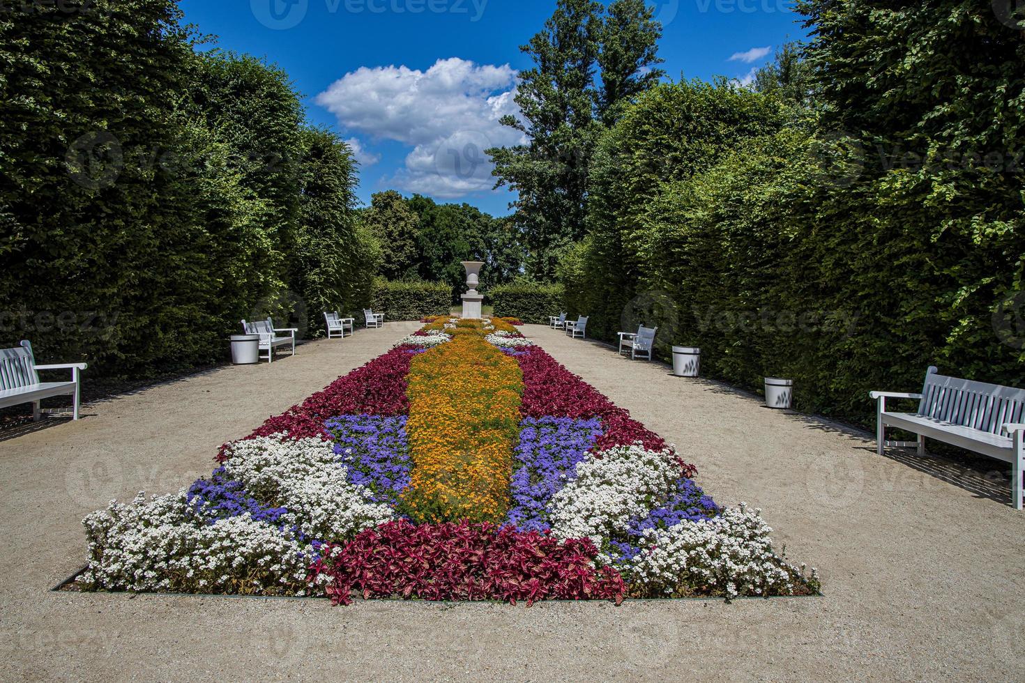 royal gardens at the castle in Warsaw in Poland on a warm summer day landscape photo