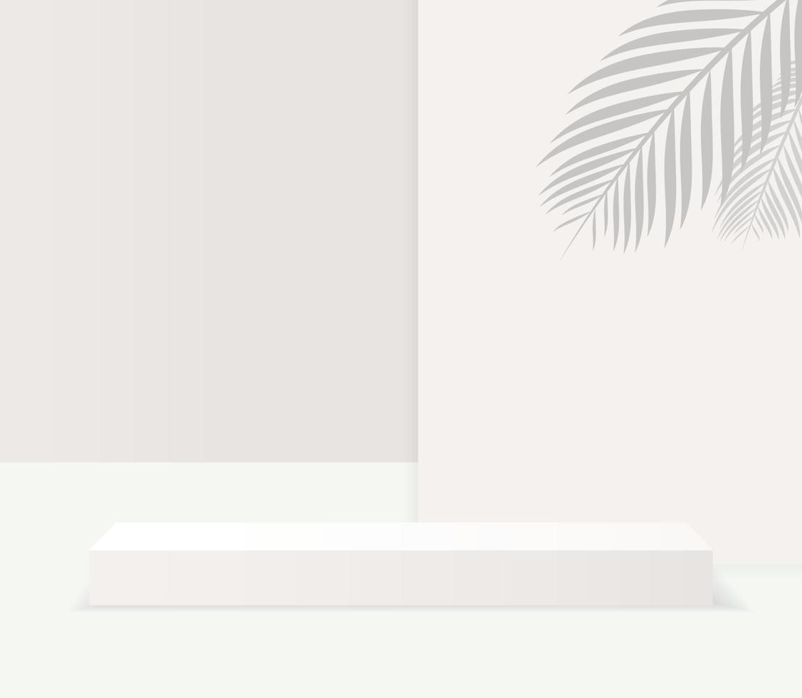 Rectangular white stage podium iwith shadow. Vector white pedestal for product presentation.